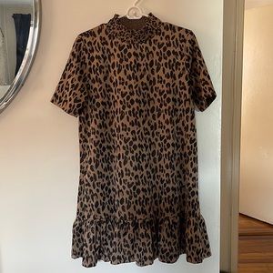Leopard midi flared dress